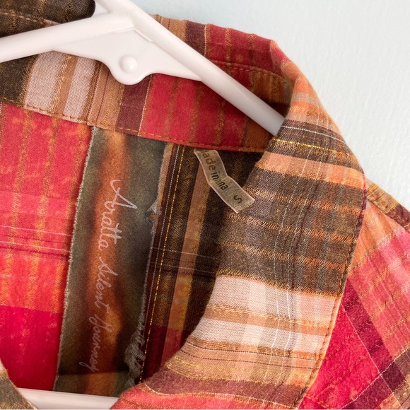 S O L D : Anthropologie Aratta Silent Journey Flannel Plaid Floral Dress - Picture 14 of 17